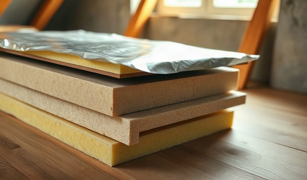 panneaux rigides de polyurethane poses a joints decales entre des chevrons